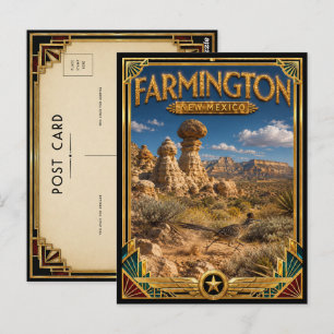 Carte Postale Farmington Nouveau-Mexique Art Déco Vintage Âge d'