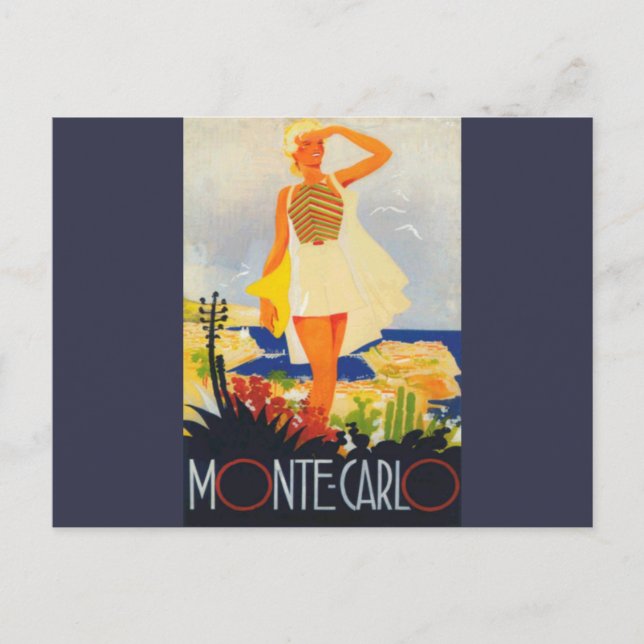 Carte Postale Fashion Girl Monte Carlo Beach Voyage (Devant)