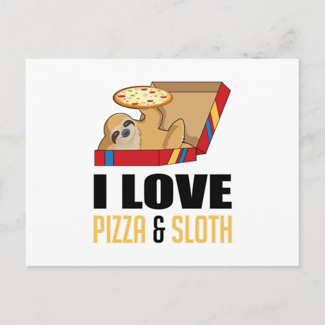 Carte Postale Fast Food Burger Sloth Funny Pizza Eat Manger Food (Devant)