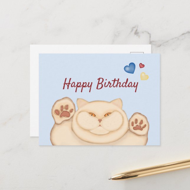 Carte Postale Fat gras Joyeux anniversaire (Devant/Arrière en situation)