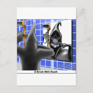 Carte Postale Faucheuse Brosse Avec La Mort Drôles T-Shirts Mugs