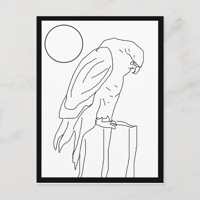 Carte postale - Faucon sur la poste à la couleur (Devant)