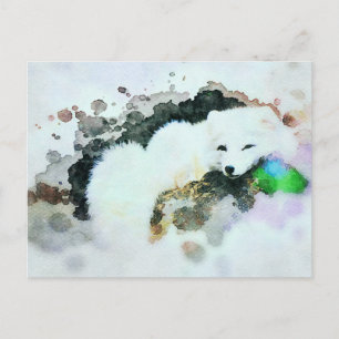 Carte Postale *~* Faune AP18 Neige Blanche Polar Fox Post