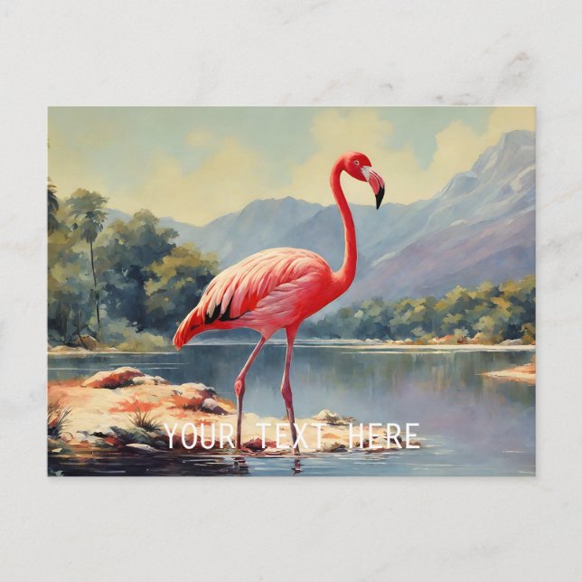 Carte Postale Faune Flamant rose rose River Mountain Vintage (Devant)