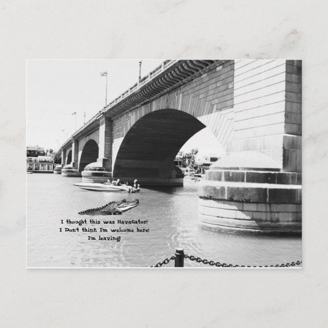 Carte Postale (Faux) Alligator nageant près du London Bridge (Devant)