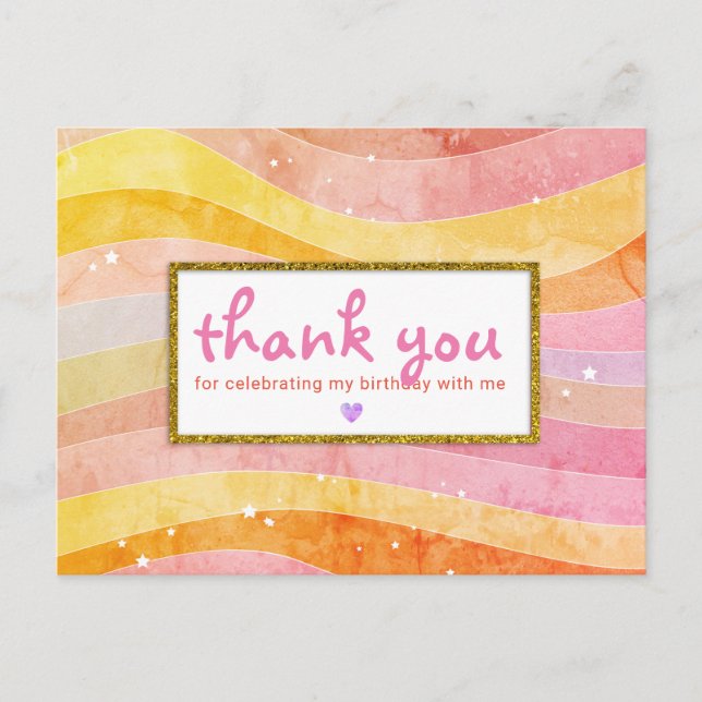 Carte Postale Faux Parties scintillant Unicorne Anniversaire Mer (Devant)