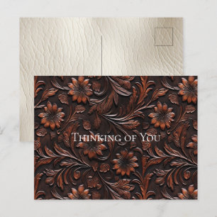 Carte Postale Faux Sud-Ouest Brown Fleurs de vache en cuir