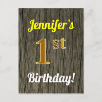 Faux Wood, Faux Gold 1er Anniversaire & Nom person
