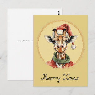 Carte Postale Favoris de Noël animal amusant - Giraffe 1