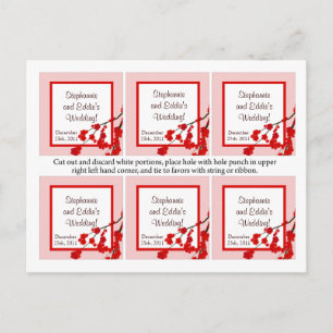 Carte Postale Favoriser les étiquettes Fleur de cerisier rouge