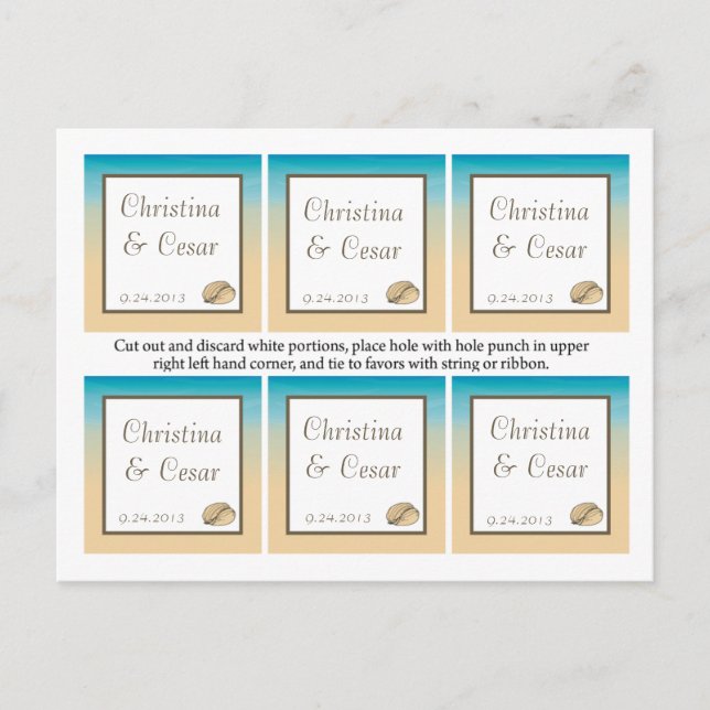 Carte Postale Favoriser les étiquettes Ocean Beach Shore Seashel (Devant)