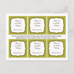 Carte Postale Favoriser les étiquettes Vert et Brown Damask