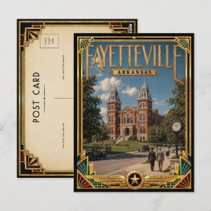 Carte Postale Fayetteville Arkansas Art Déco vintage de l'âge d'