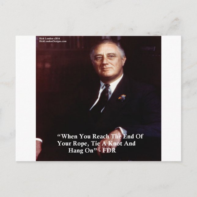 Carte Postale FDR & Accrochez-vous à la corde Citation (Devant)