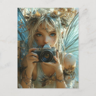 Carte Postale Fée adorable avec un appareil photo