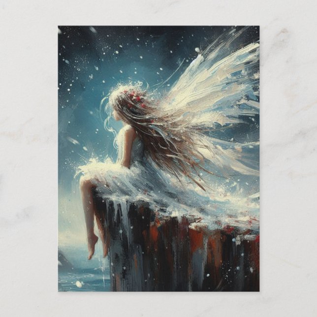 Carte Postale Fée assise sur une falaise (Devant)