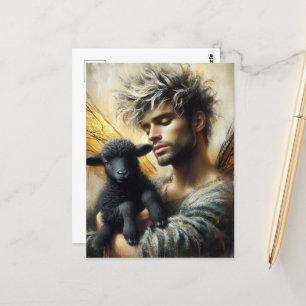 Carte Postale Fée Avec Agneau Noir