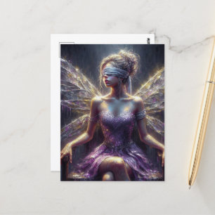 Carte Postale Fée avec un bandeau sur son trône