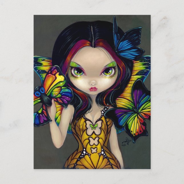 Carte postale "Fée avec un masque papillon" (Devant)