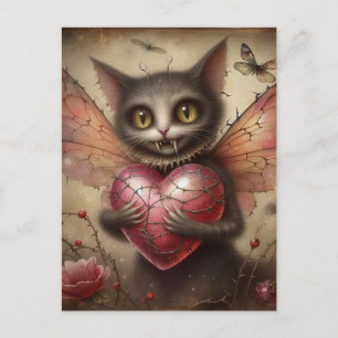 Carte Postale Fée Chat Vampire Gris