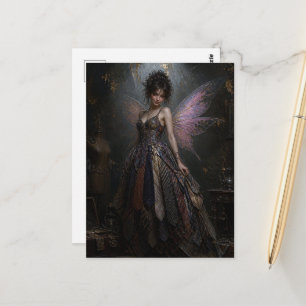 Carte Postale Fée dans une robe recyclée faite de cravates d'hom