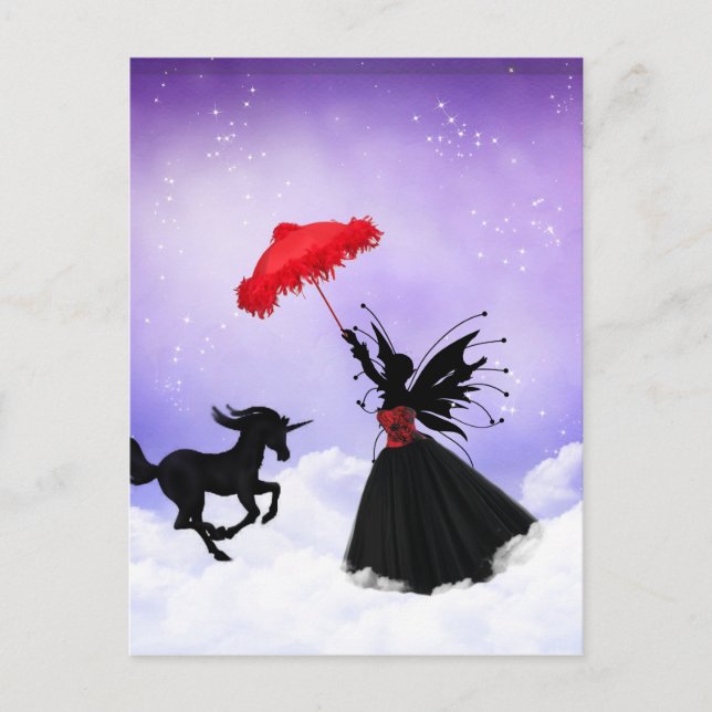 Carte Postale fée dansante avec licorne (Devant)