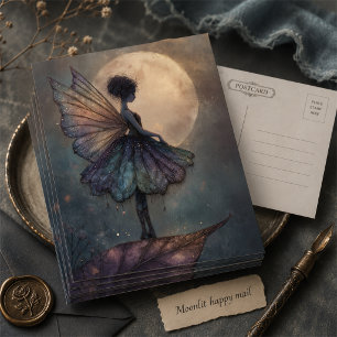 Carte Postale Fée de Clair de Lune Enchanté Fantaisie Aquarelle