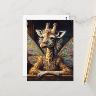 Carte Postale Fée de girafe adorable