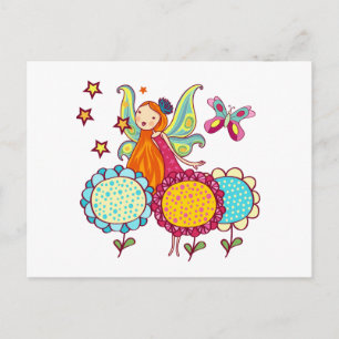 Carte Postale Fée de jardin avec des fleurs