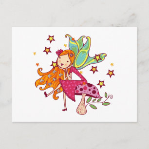 Carte Postale Fée de jardin sur le champignon