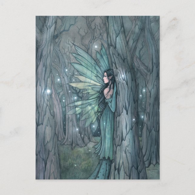 Carte Postale Fée de la forêt foncée Mystique Imaginaire Art (Devant)