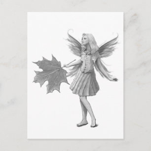 Carte Postale Fée de l'érable à sucre avec feuille