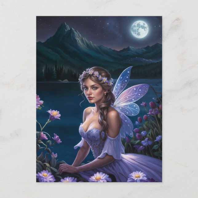 Carte Postale Fée de nuit violette (Devant)