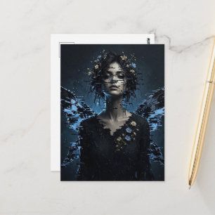Carte Postale Fée de pépin sombre avec des fleurs