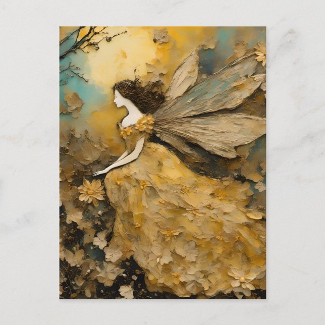 Carte Postale Fée en Jaune (Devant)