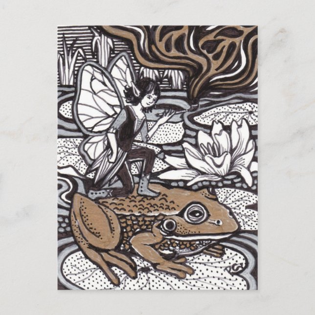 Carte Postale Fée et grenouille (Devant)