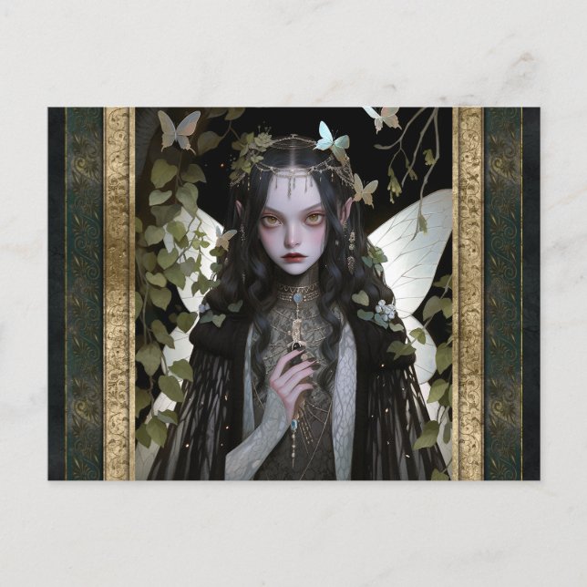 Carte Postale Fée foncée fille Goth gothique Imaginaire Art goth (Devant)