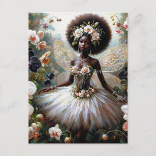 Carte Postale Fée Orchidée Fille Noire Avec Afro