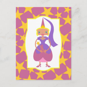 Carte Postale Fée rose avec baguette magique