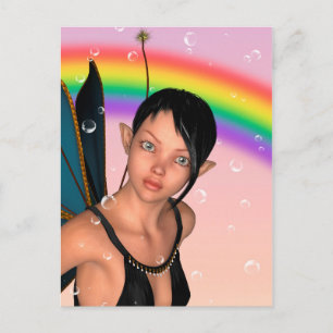 Carte Postale Fée sous l'arc-en-ciel