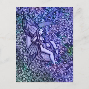 Carte Postale Fée violette MoonChild Déesse Enfant de la Lune   