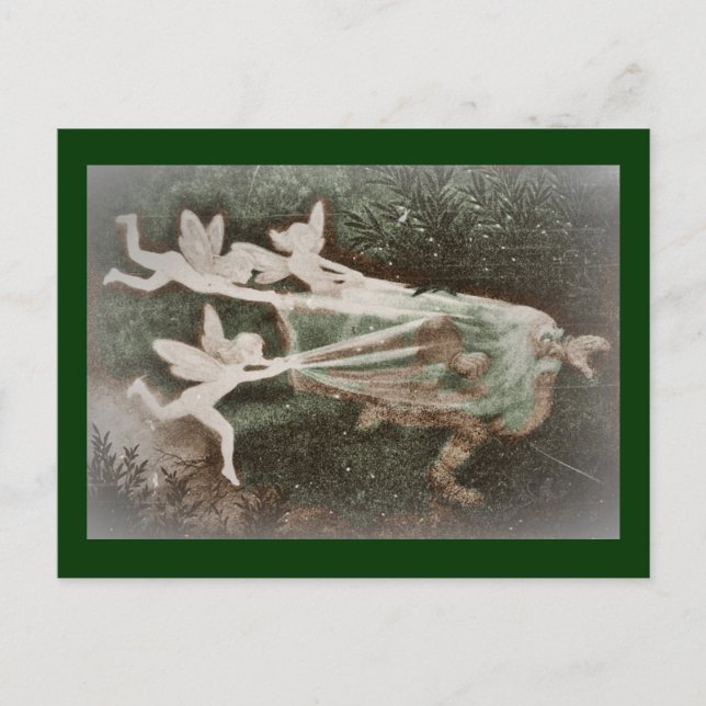 Carte Postale Féeries attrapant Nisse (gnome) (Devant)