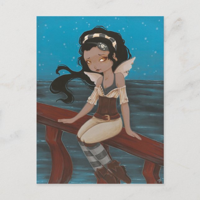 carte postale féerique de mer de bateau de pirate (Devant)