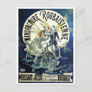 Carte Postale Fées Art Nouveau vintage, Lune Pierrot
