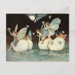 Carte Postale Fées d'illustrations vintages la nuit