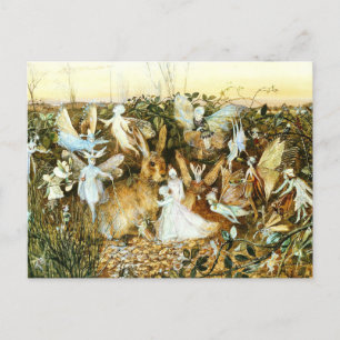 Carte Postale Fées et lapin