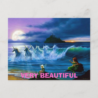Carte Postale fées-sirènes-et-licornes, TRÈS BEAU