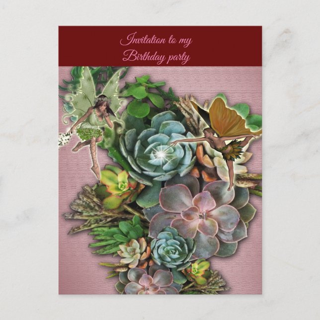 Carte Postale Fées sur un écran succulent (Devant)
