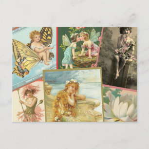 Carte Postale Fées vintages et sirènes