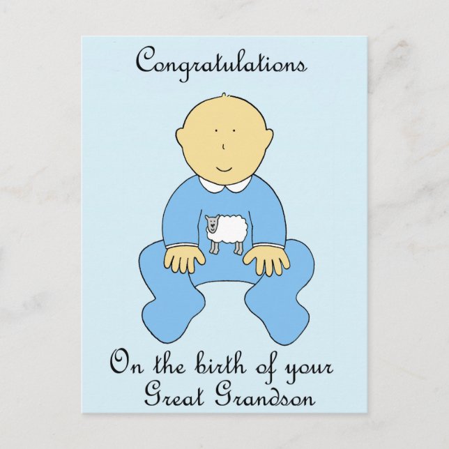 Carte Postale Félicitations à la naissance de Great Grandson (Devant)